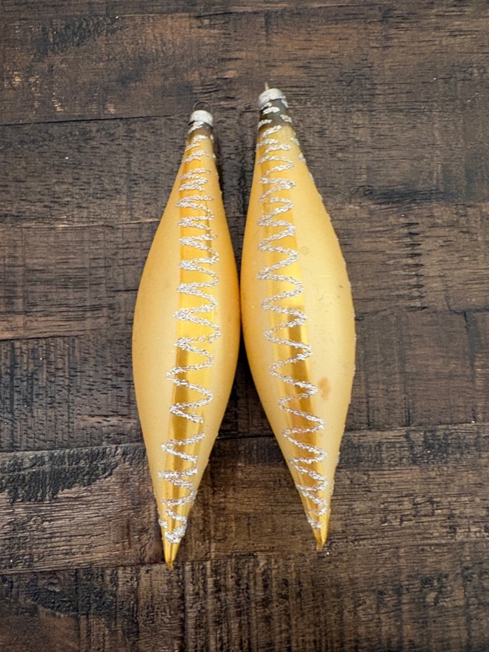 Shimmering Gold Teardrop Ornament Set - 2 Pack